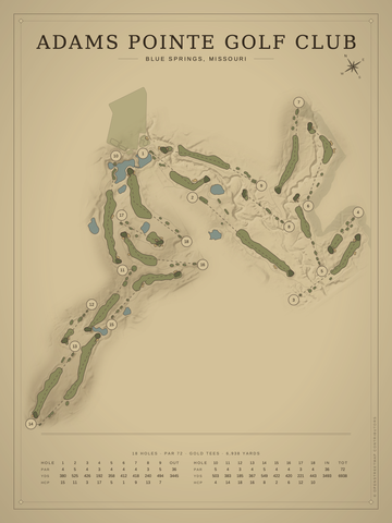 Adams Pointe Golf Club Course Map poster