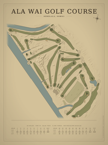 Ala Wai Golf Course Map poster