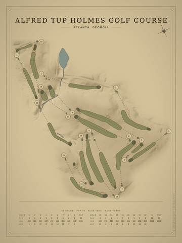 Alfred Tup Holmes Golf Course Map poster