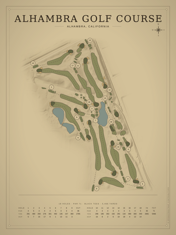 Alhambra Golf Course Map poster
