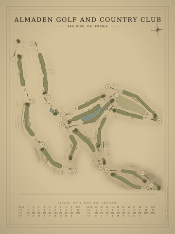 Almaden Golf and Country Club Course Map poster