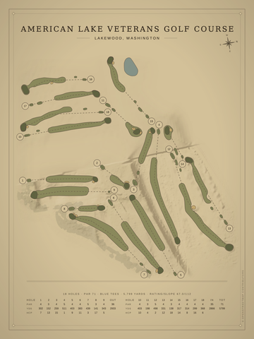 American Lake Veterans Golf Course Map poster