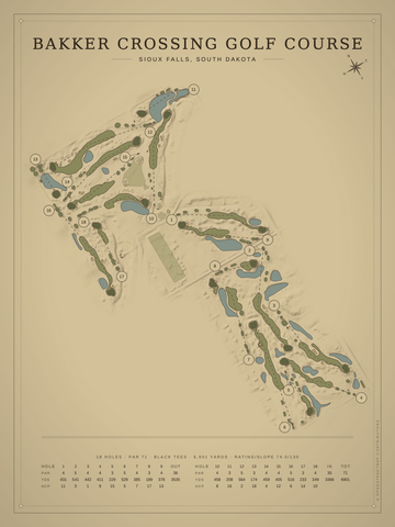 Bakker Crossing Golf Course Map poster