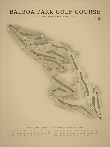 Balboa Park Golf Course Map poster