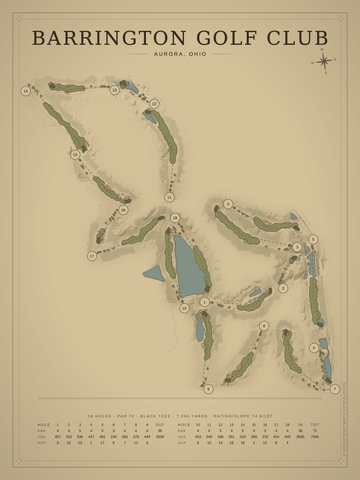 Barrington Golf Club Course Map poster