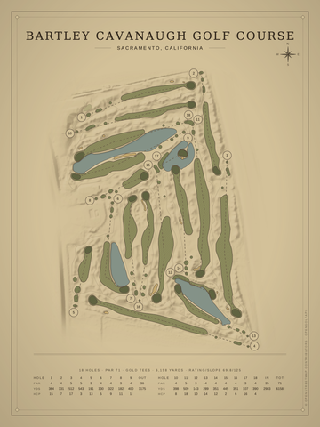 Bartley Cavanaugh Golf Course Map poster