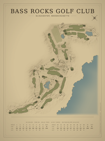 Bass Rocks Golf Club Course Map poster