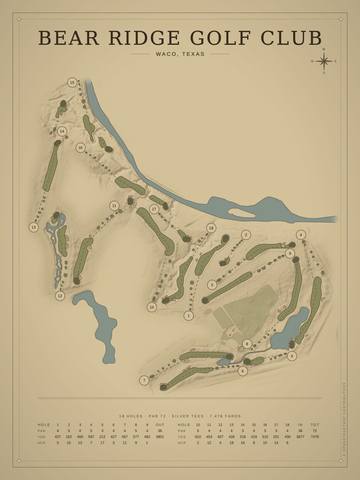 Bear Ridge Golf Club Course Map poster