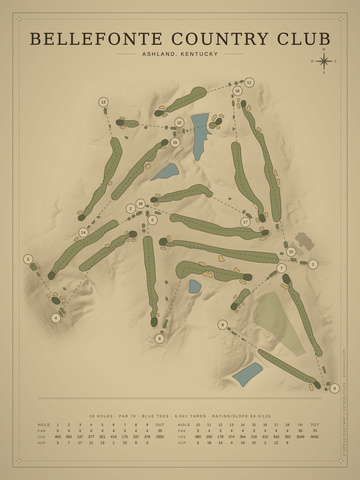 Bellefonte Country Club Course Map poster