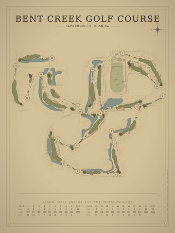 Bent Creek Golf Course Map poster