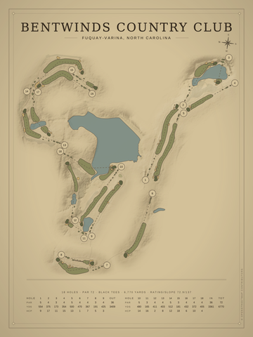Bentwinds Country Club Course Map poster