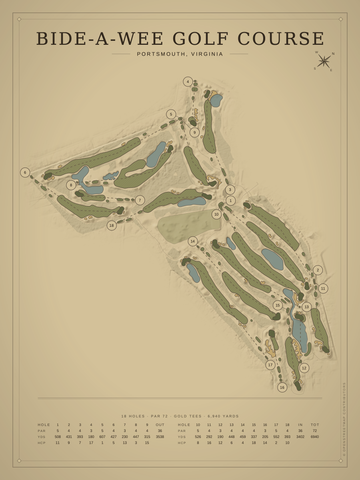 Bide-A-Wee Golf Course Map poster