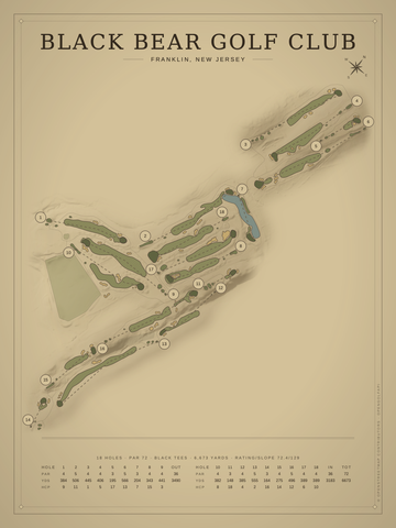 Black Bear Golf Club (Franklin) Course Map poster