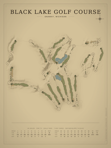 Black Lake Golf Course Map poster