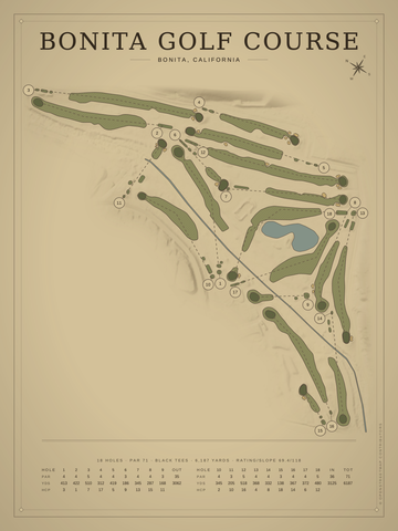 Bonita Golf Course Map poster