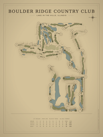 Boulder Ridge Country Club (27 Holes) Course Map poster