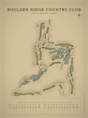 Boulder Ridge Country Club (North/South) Course Map poster