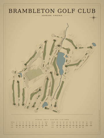 Brambleton Golf Club Course Map poster