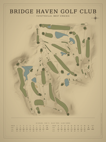Bridge Haven Golf Club Course Map poster