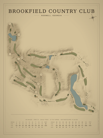Brookfield Country Club Course Map poster