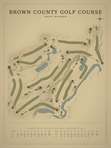 Brown County Golf Course Map poster