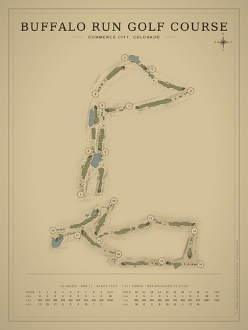 Buffalo Run Golf Course Map poster