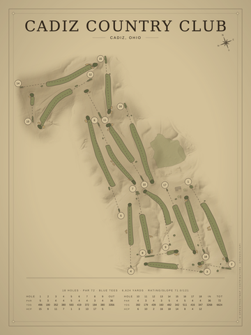 Cadiz Country Club Course Map poster