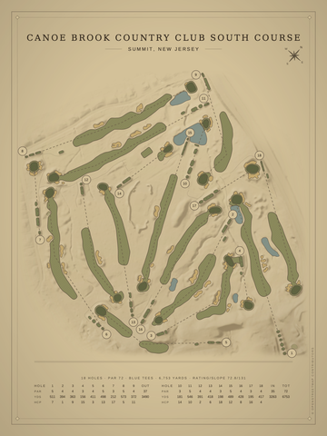 Canoe Brook Country Club South Course Map poster