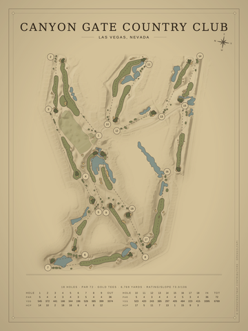 Canyon Gate Country Club Course Map poster