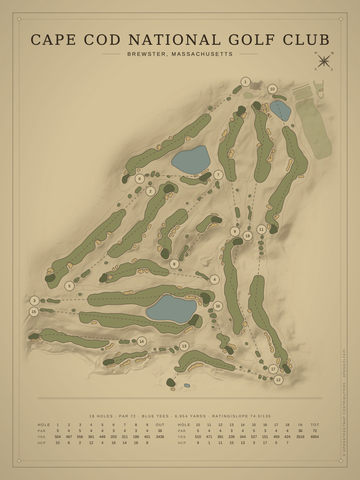 Cape Cod National Golf Club Course Map poster