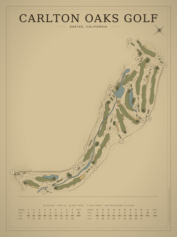 Carlton Oaks Golf Course Map poster