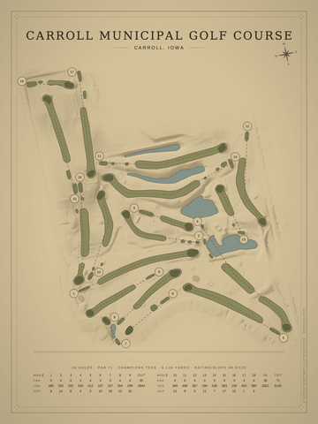 Carroll Municipal Golf Course Map poster