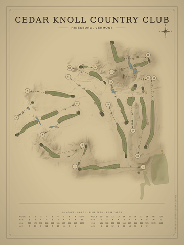 Cedar Knoll Country Club Course Map poster