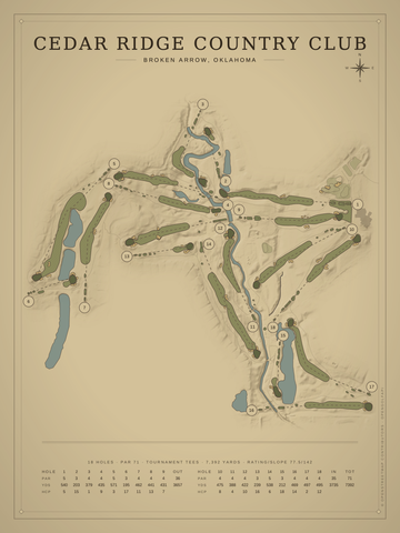 Cedar Ridge Country Club Course Map poster