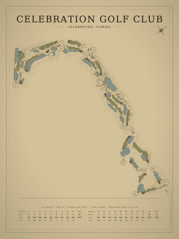 Celebration Golf Club Course Map poster