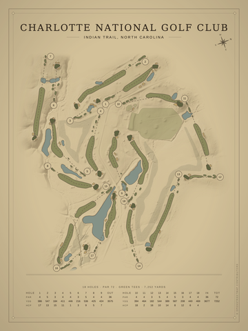 Charlotte National Golf Club Course Map poster
