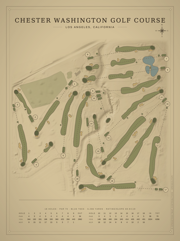 Chester Washington Golf Course Map poster