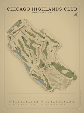 Chicago Highlands Club Course Map poster