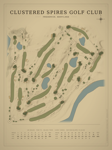 Clustered Spires Golf Club Course Map poster