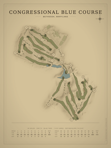 Congressional Blue Course Map poster