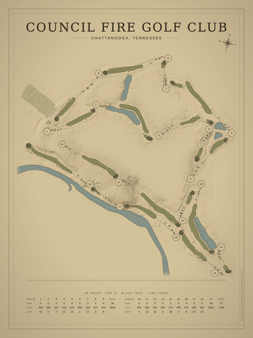 Council Fire Golf Club Course Map poster