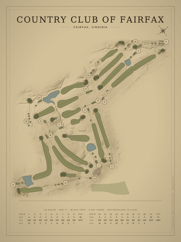 Country Club Of Fairfax Course Map poster