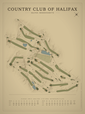 Country Club of Halifax Course Map poster