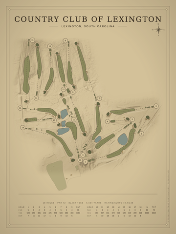 Country Club of Lexington Course Map poster