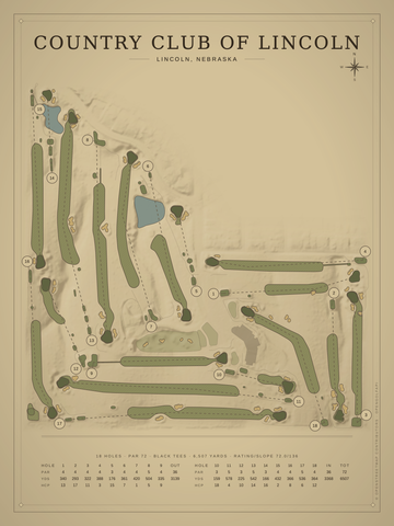Country Club of Lincoln Course Map poster