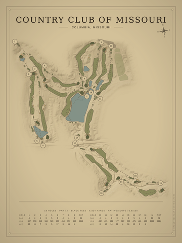 Country Club of Missouri Course Map poster