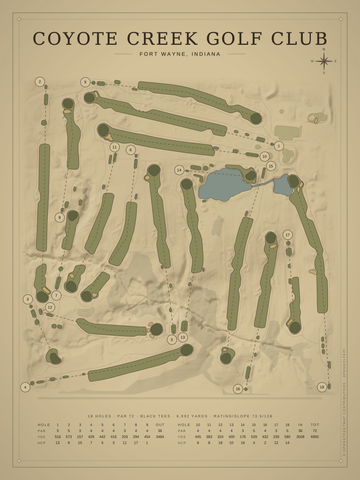 Coyote Creek Golf Club Course Map poster