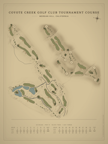 Coyote Creek Golf Club Tournament Course Map poster