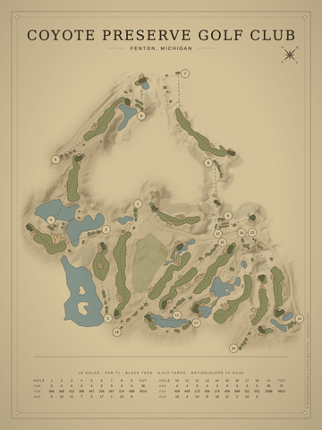Coyote Preserve Golf Club Course Map poster