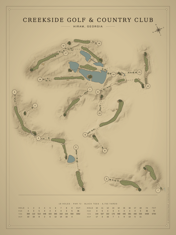 Creekside Golf & Country Club Course Map poster